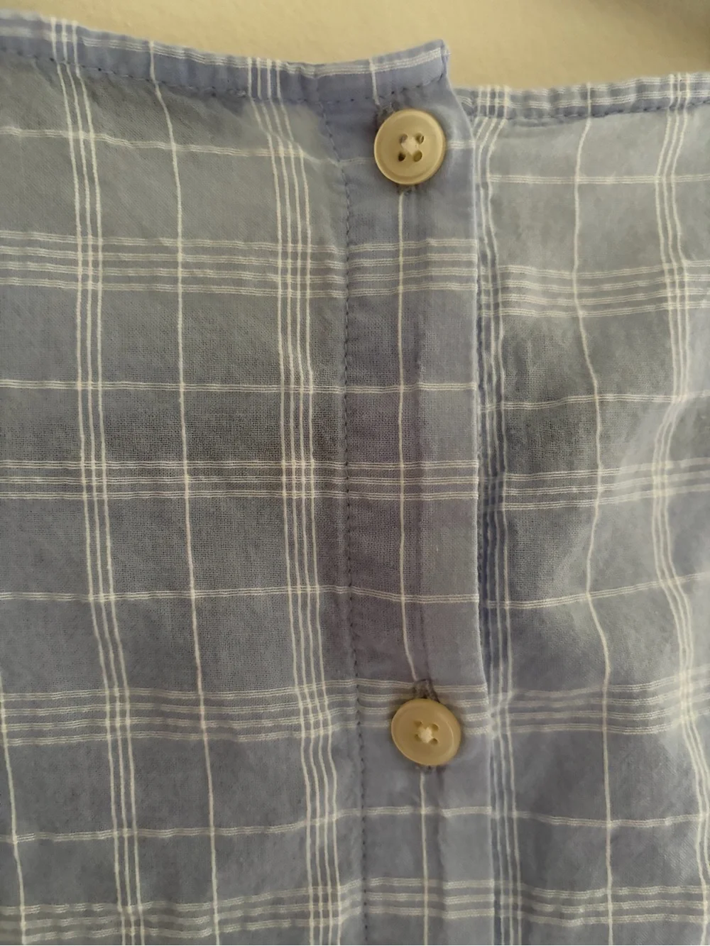 LOFT Light Blue Plaid Short Sleeve Top